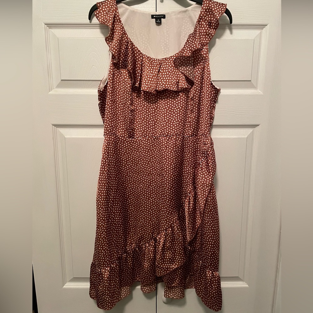 Bronze polka dot dress. Size 12.